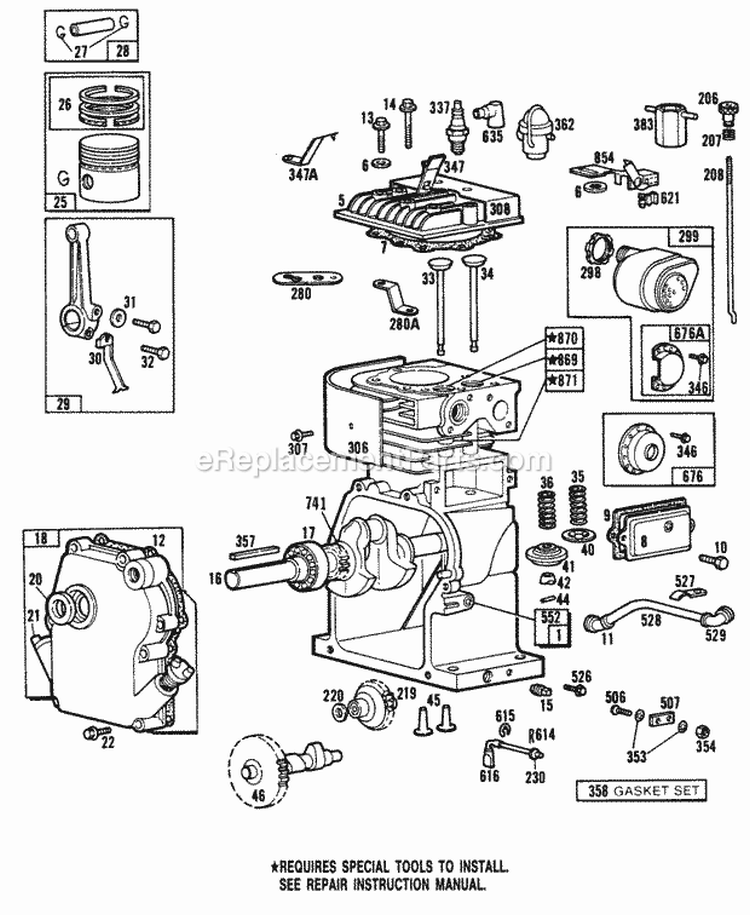 Cylinder Piston Mufflers Diagram and Parts List for 081231-0245-98  Briggs and Stratton Engine